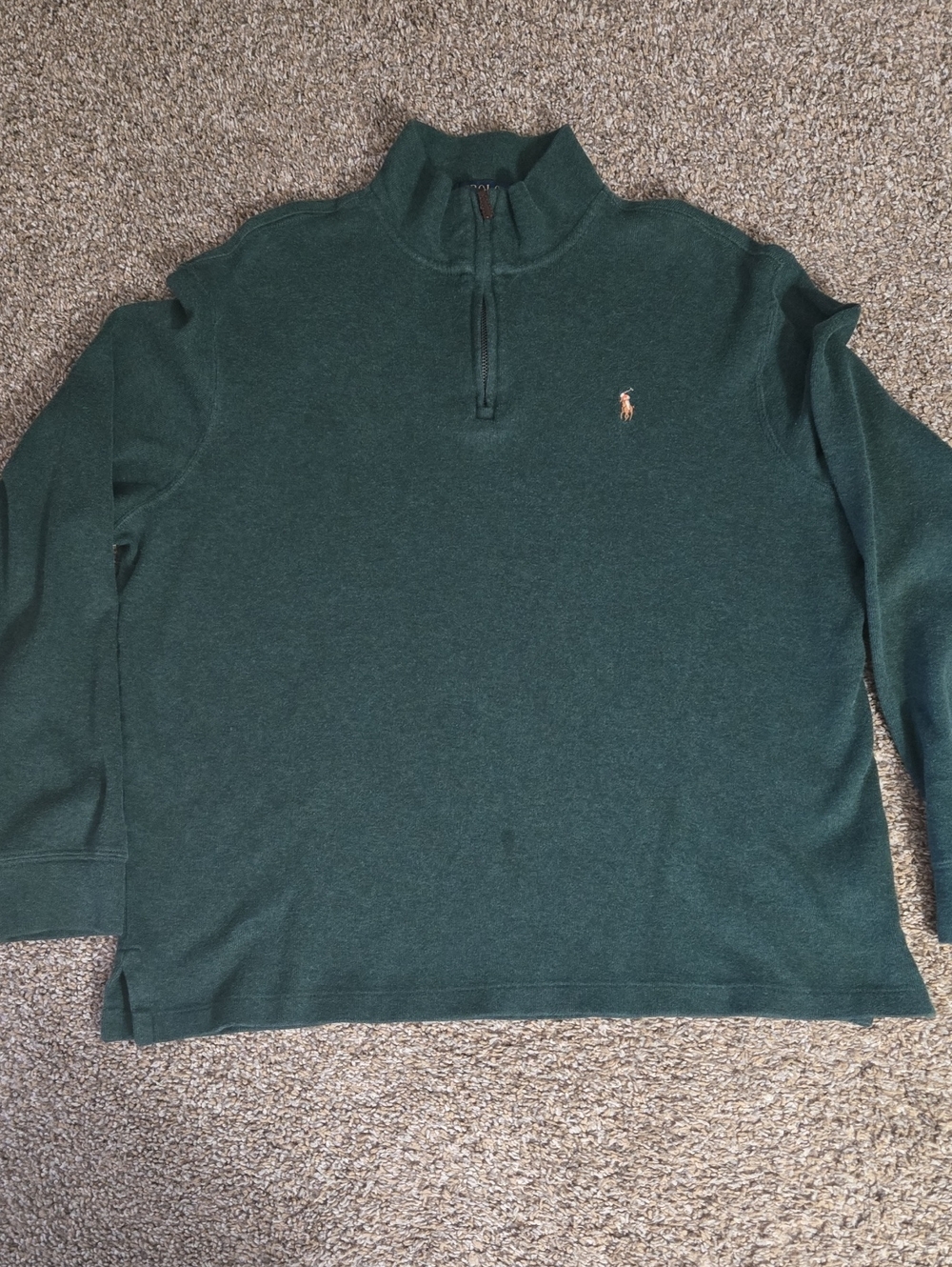 Ralph Lauren Green Estate Rib Sweater with Navy Label